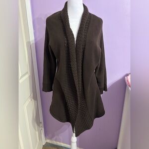 JM Collection Brown Knit Cardigan